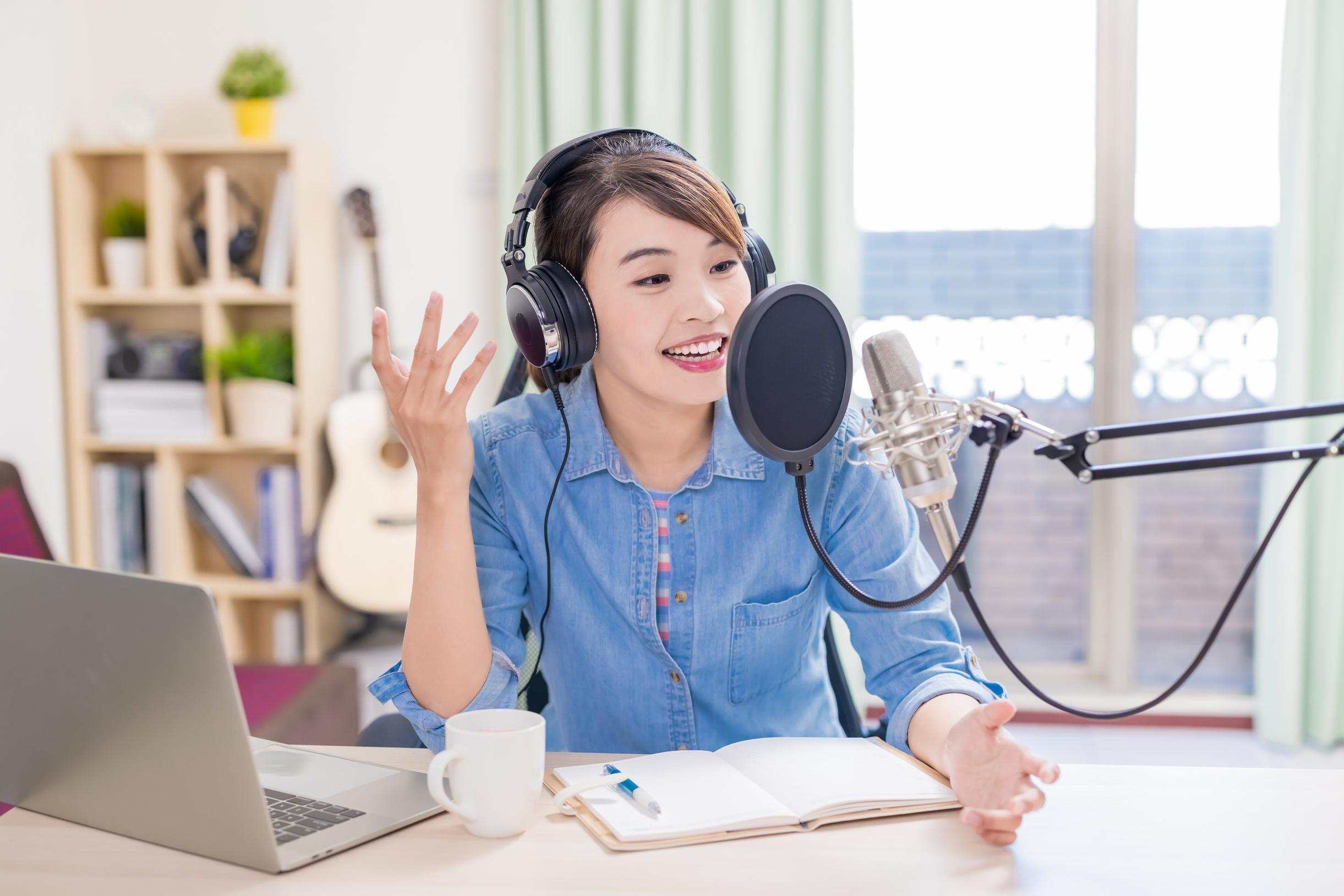 Woman Make Podcast in Studio