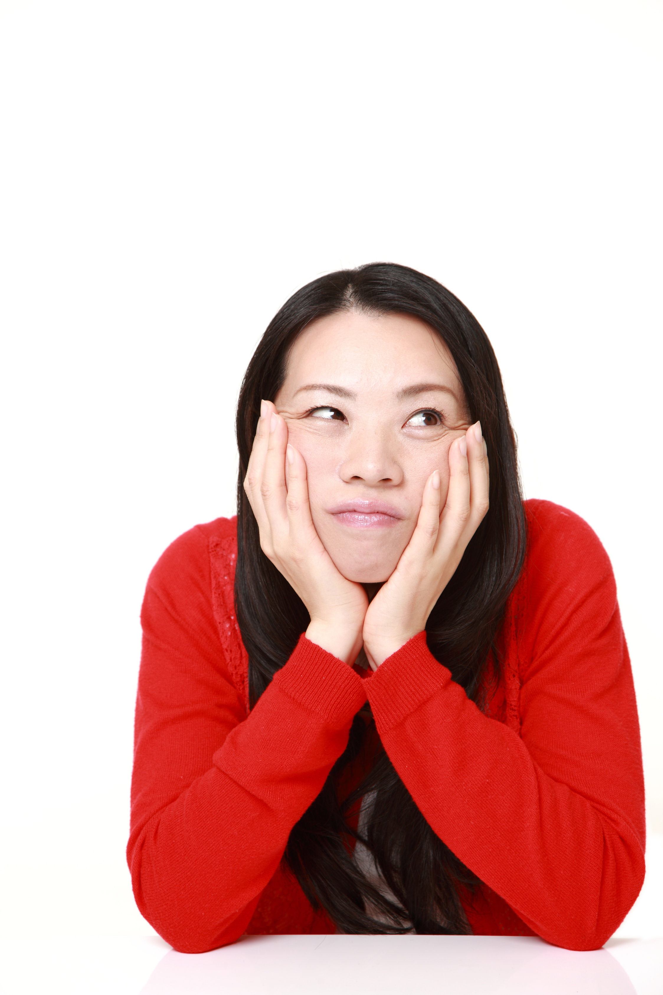 Japanese woman worries about something